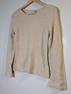 Marcs Metallic Knit Sweater Beige Sparkle Size S - Image 3