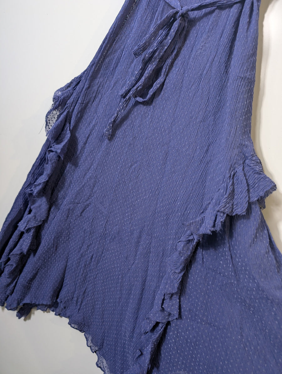 Lee Mathews Swiss Dot Ruffle Midi Dress Blue Size 1 - Image 3