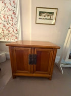 Vintage Asian-Style Wooden Cabinet with Brass Hardware Brown - Image 3