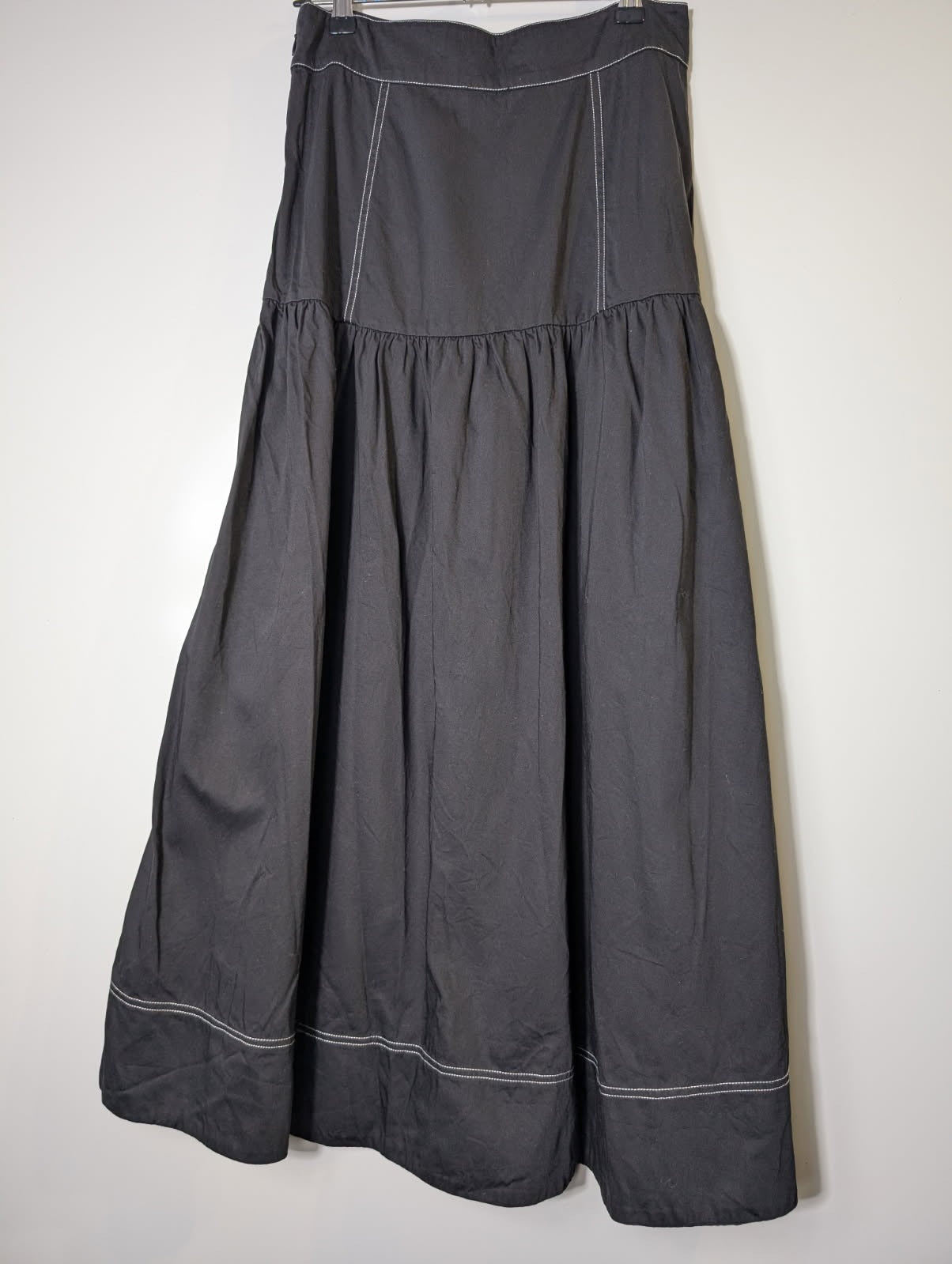 Posse Tiered Maxi Skirt Black Contrast Stitching Size M - Image 4