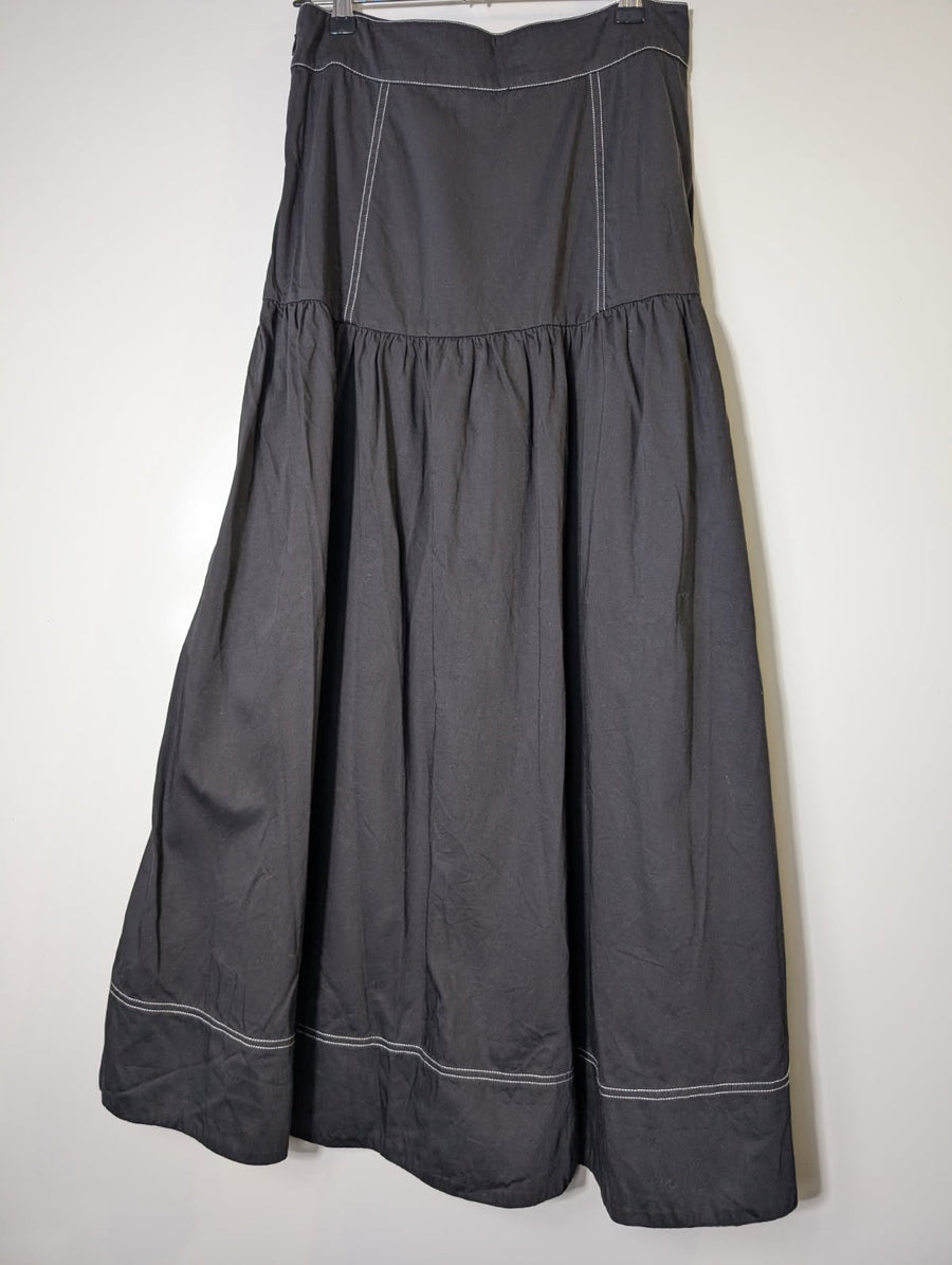 Posse Tiered Maxi Skirt Black Contrast Stitching Size M - Image 4