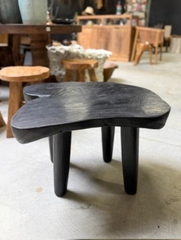 Artisan Handcrafted Live Edge Wood Stool Black 650mm - Image 3