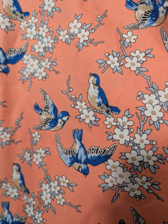 ModCloth Fleurette Wrap Dress Peach Bird Floral Size 14 - Image 3