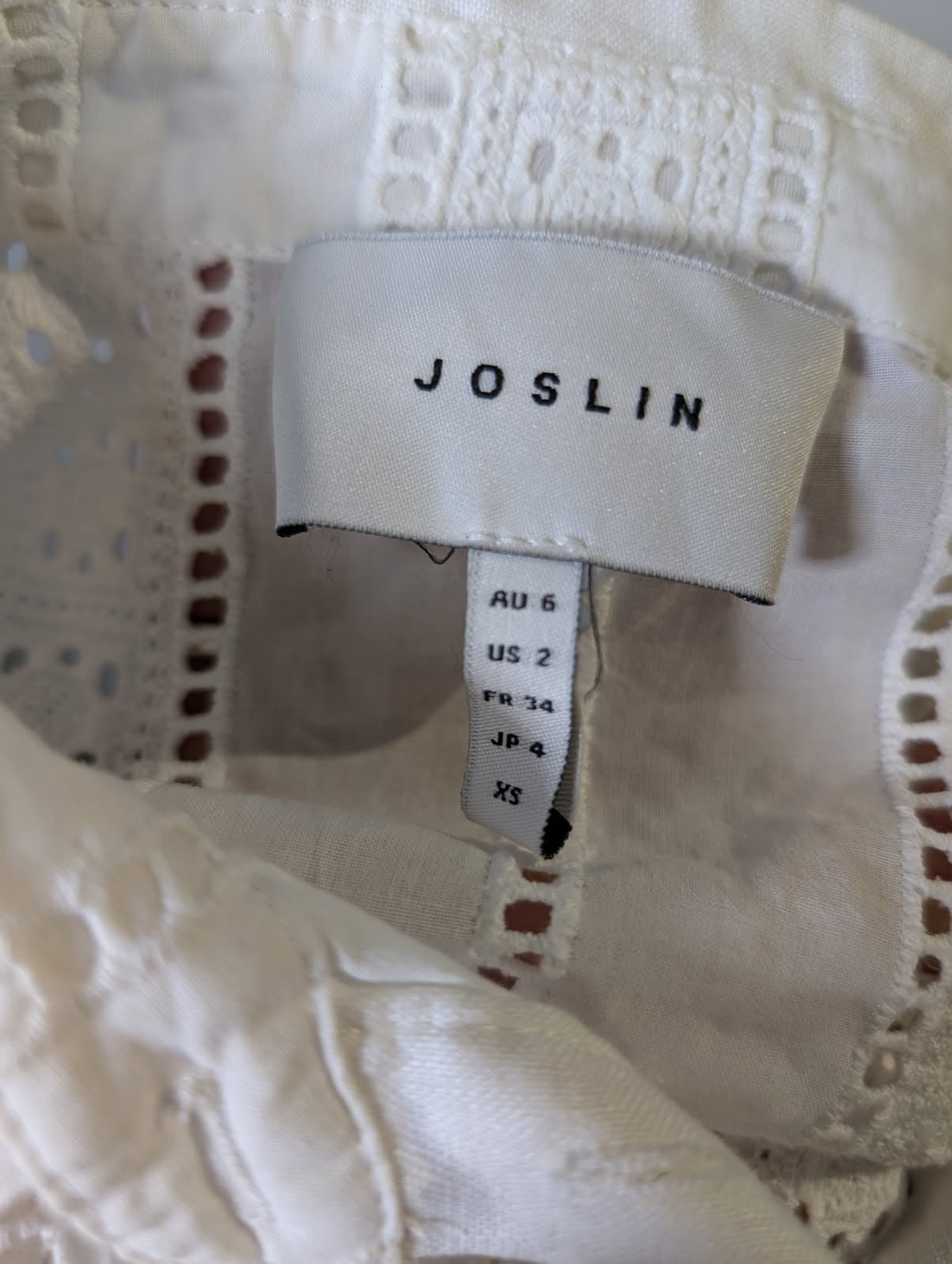 Joslin Studio Broderie Anglaise Button-Down Shirt White Women's AU 6 - Image 3