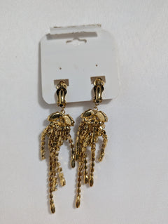 Lio Gold-Tone Crystal and Red Stone Dangle Earrings - Image 3
