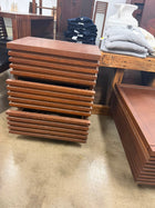 Vintage Mid-Century Modern Slatted Wood 3-Drawer Rolling Side Table - Image 3