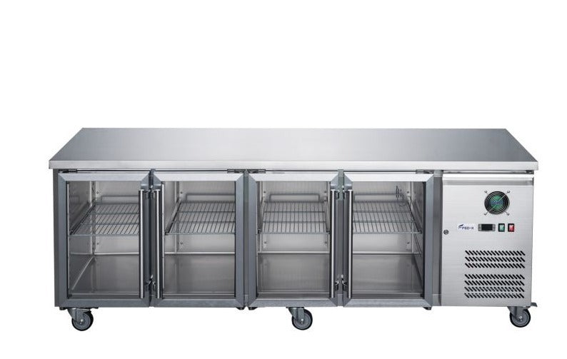 FED-X Commercial 4-Door Stainless Steel Under-Counter Fridge 553L - Image 3