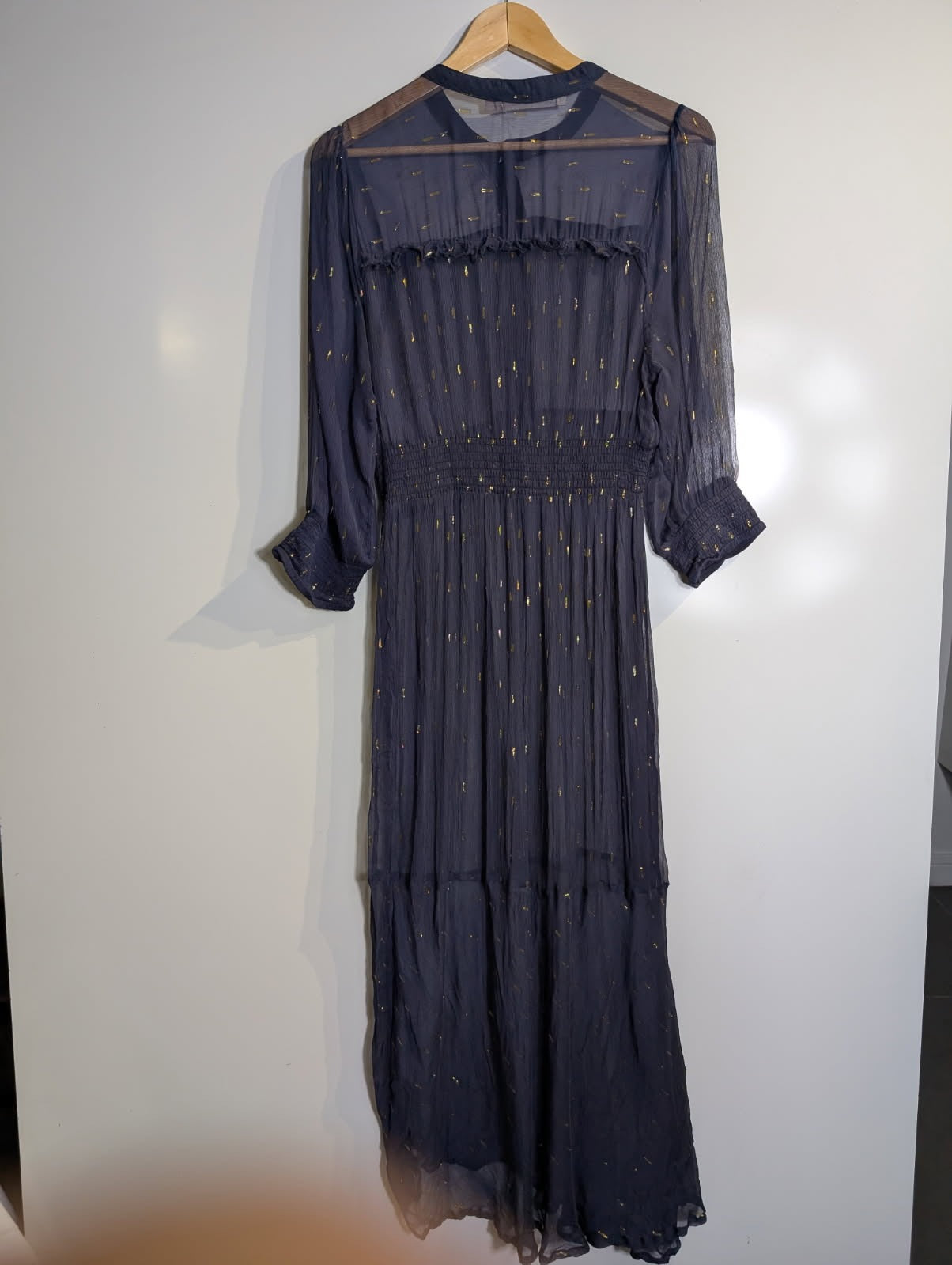 Marie Louise de Monterey Maxi Dress Metallic Gold Stripe Size 10 - Image 3