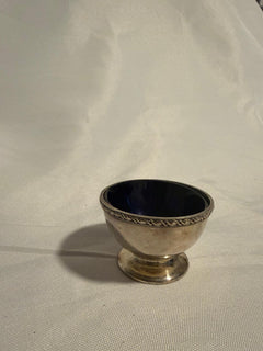 MAPPIN&WEBB Silver-Plated Salt Cellar With Cobalt Blue Glass Liner - Image 3
