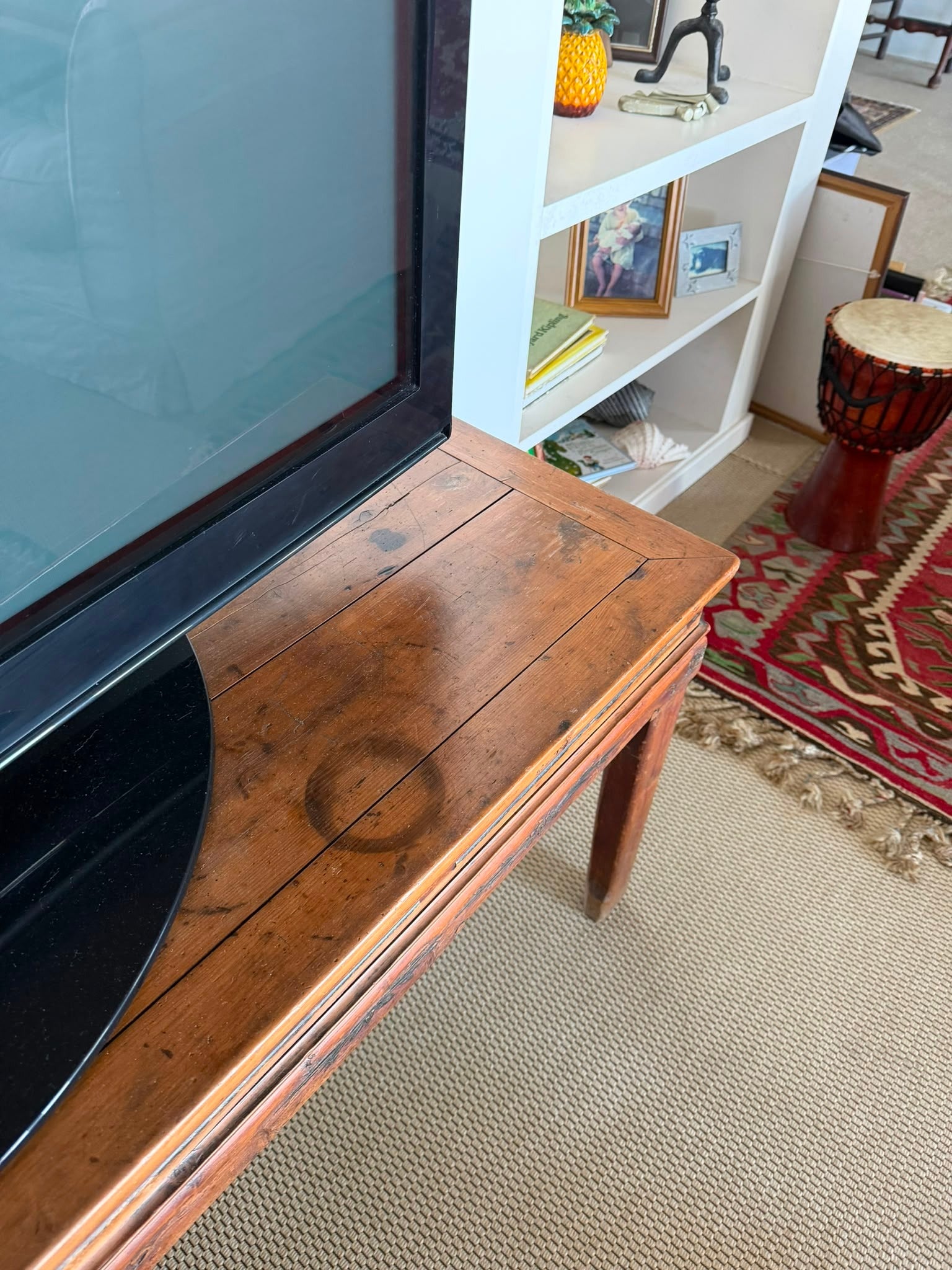 Antique Chinese Elm Wood Altar Console Table Brown - Image 3