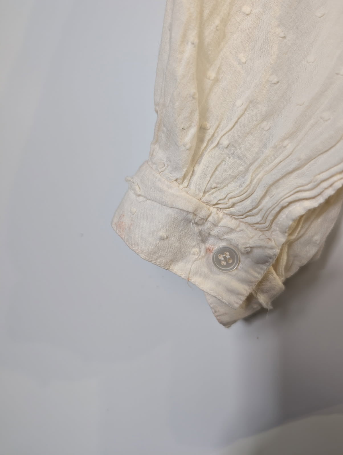 Margaret O'Leary Swiss Dot Ruffle Neck Blouse Cream Size 3 - Image 4