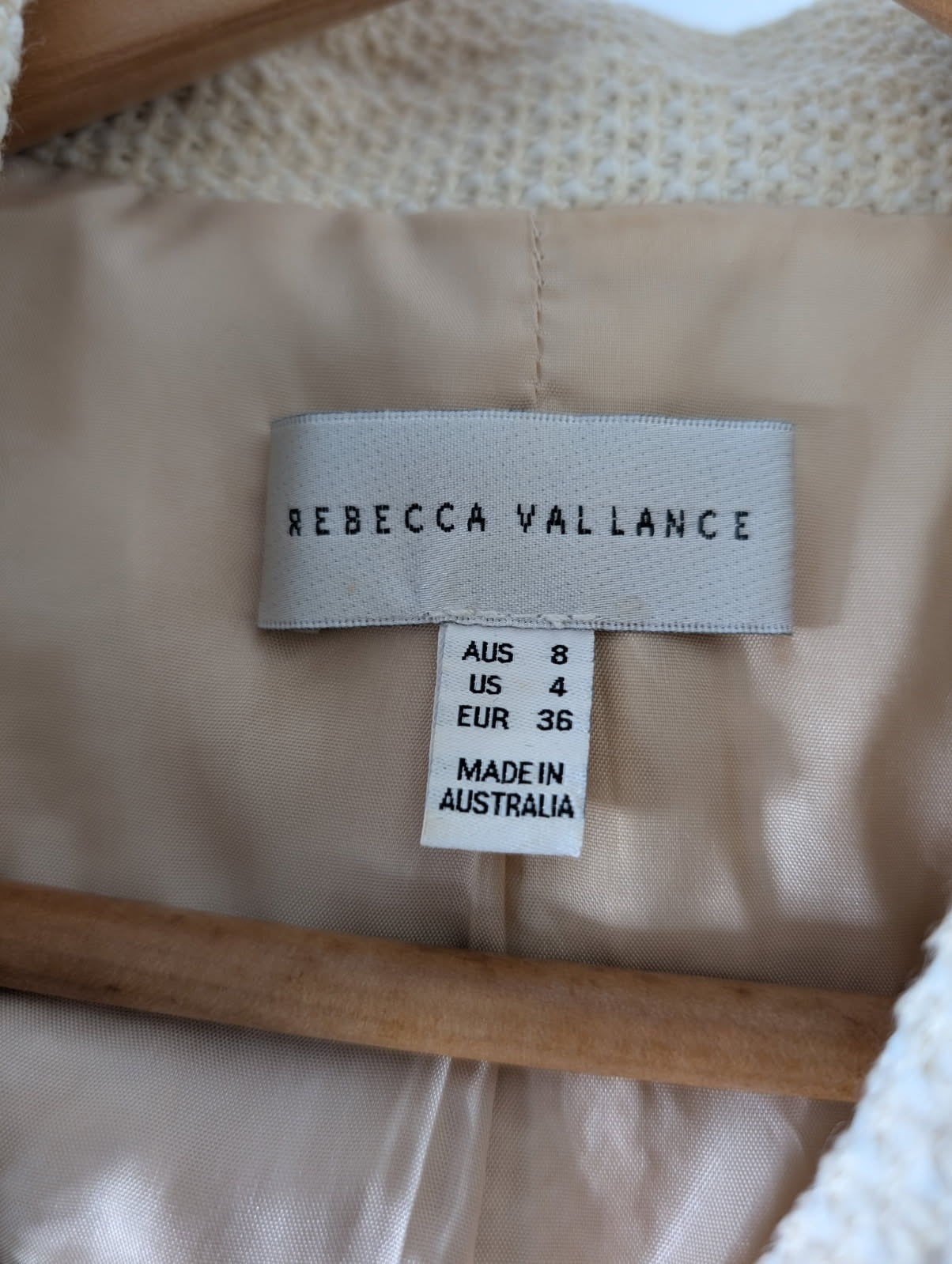 Rebecca Vallance Cream Bouclé Double Breasted Blazer - Size AU 8 - Image 4