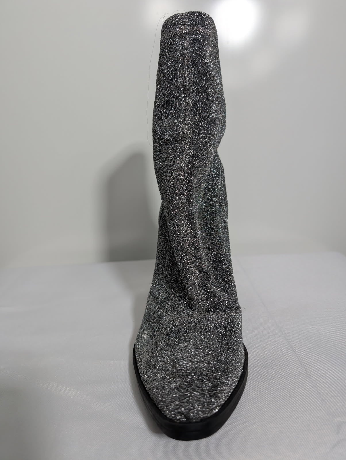 Steve Madden Edit Sock Booties Silver Glitter Size 37 - Image 3