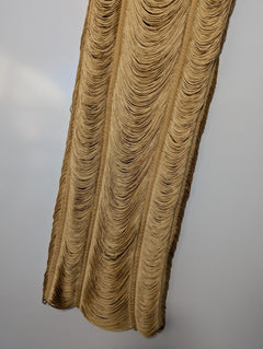 ASOS DESIGN Gold Fringe Long Sleeve Gown Women's UK 4 - Image 3