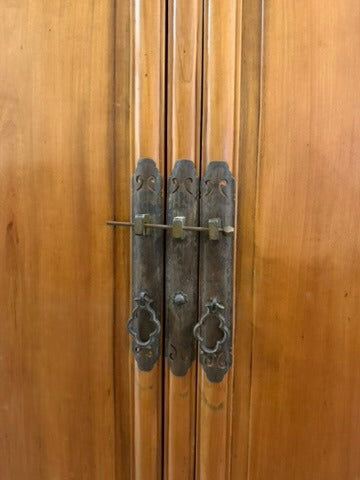 Vintage Asian-Style Wooden Armoire with Brass Hardware Brown - Image 3