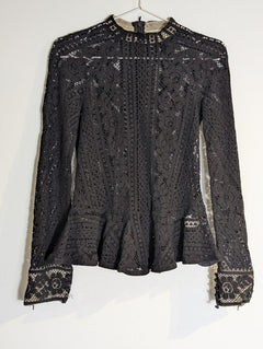Lover Vintage Black Lace Peplum Blouse - Women's AU 6 - Image 3