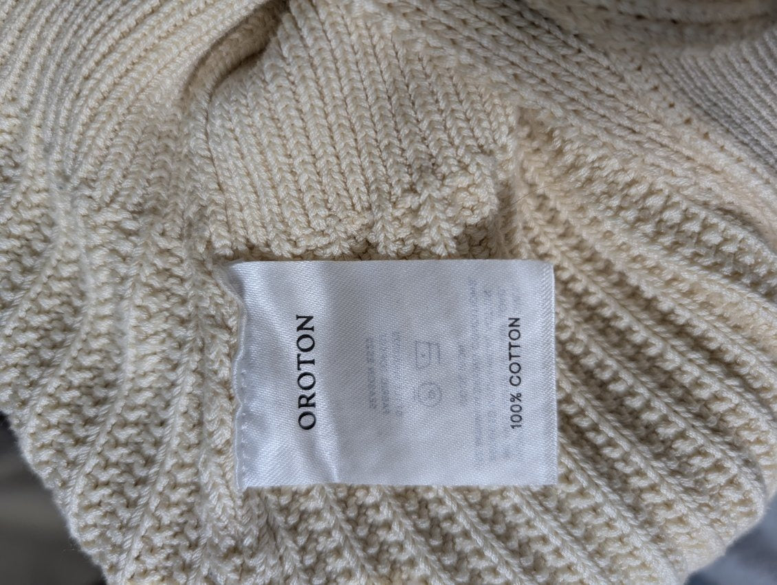 Oroton Ribbed Knit Lace-Up Polo Top Cream Women's Size S - Image 4