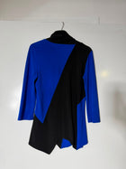 Joseph Ribkoff Color Block Cowl Neck Tunic Blue and Black US 10 - Image 4