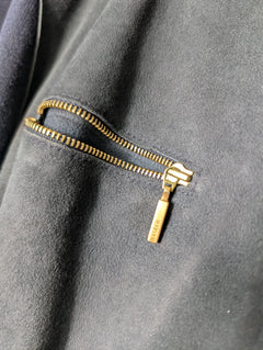 Basler Weekend Wool and Suede Zip-Up Jacket Navy EU 38 UK 12 - Image 3