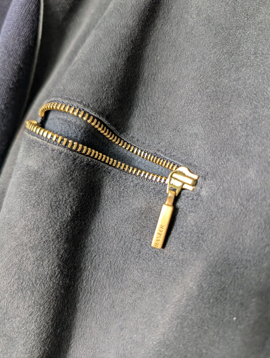 Basler Weekend Wool and Suede Zip-Up Jacket Navy EU 38 UK 12 - Image 3