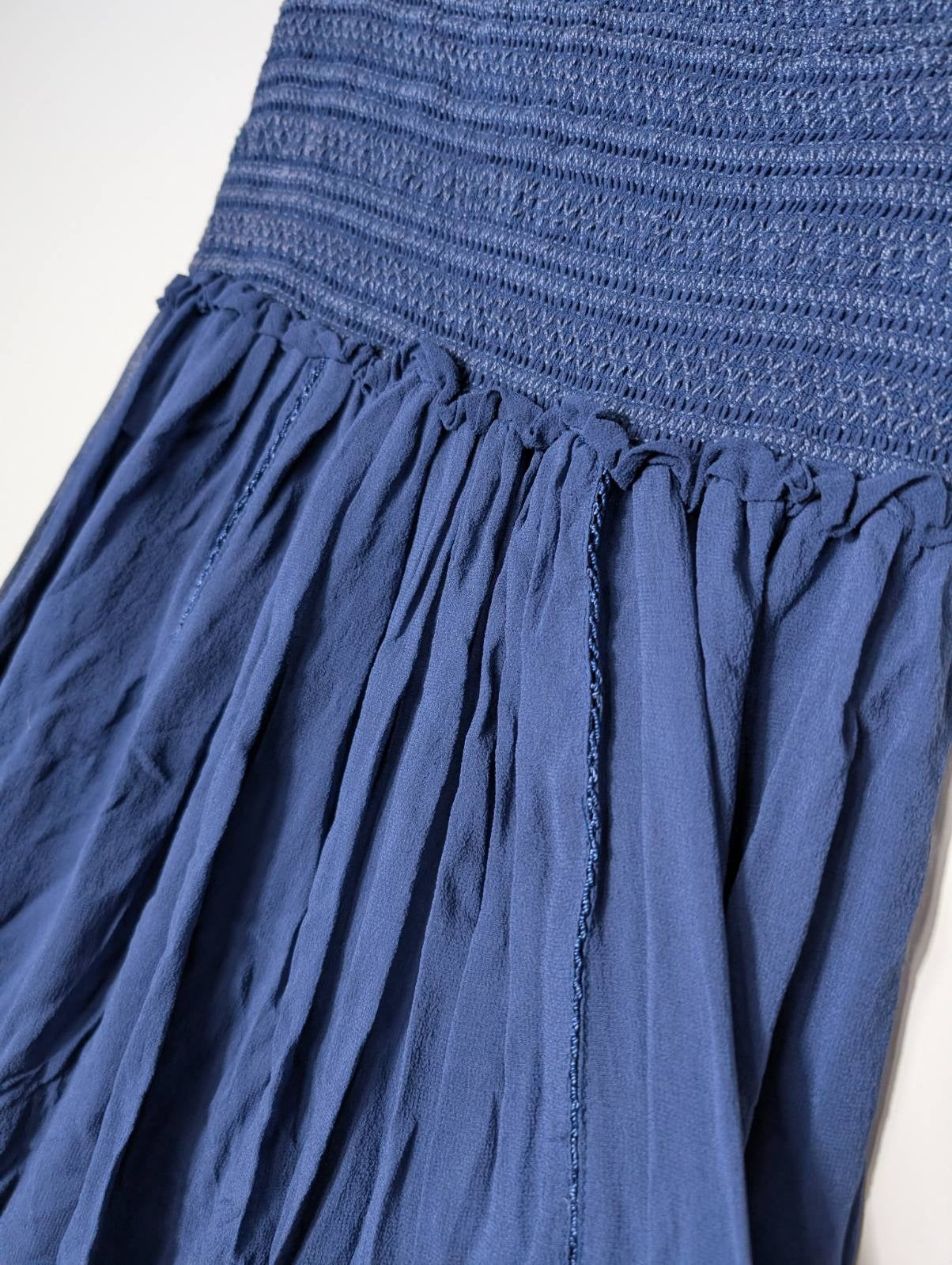 Isabel Marant Silk Maxi Skirt - Navy Blue Smocked Waist - Image 3