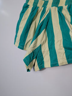 FEATHER/DRUM Striped Ruffle Sleeve Romper Teal & Cream Size 10 - Image 3