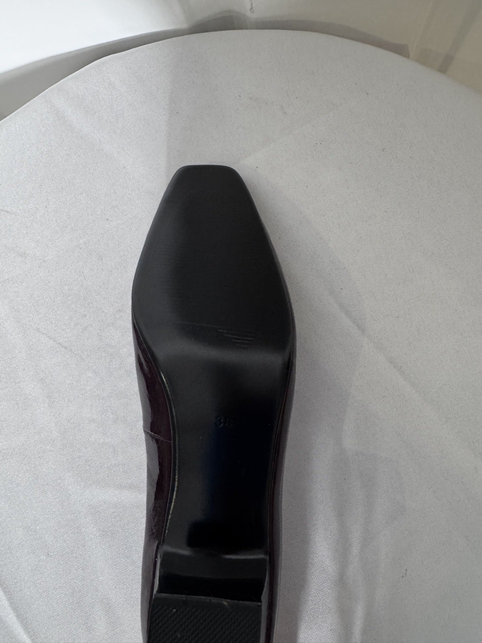Salvatore Ferragamo Vara Low Heel Pumps - Deep Plum Patent Leather - Image 3