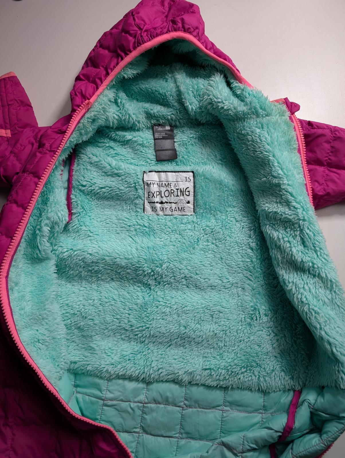 The North Face Infant ThermoBall Hooded Bunting Suit - Pink 18-24M - Image 3