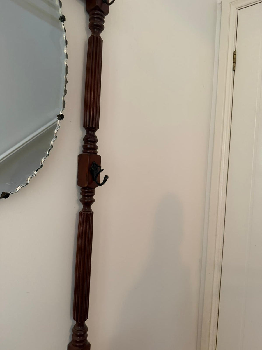 Vintage Victorian Style Wooden Hall Stand with Bevelled Mirror and Coat Hooks - Image 5