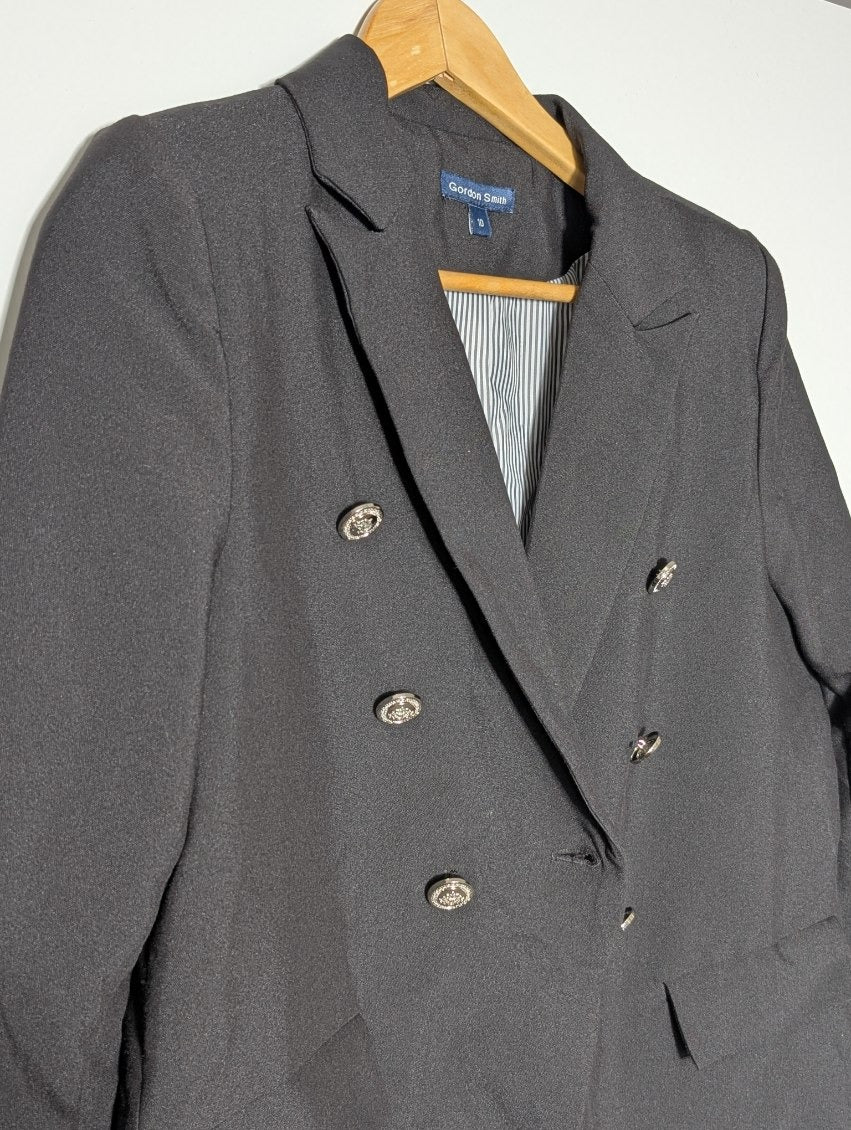Gordon Smith Double-Breasted Blazer Black Women's Size 10 - Image 3