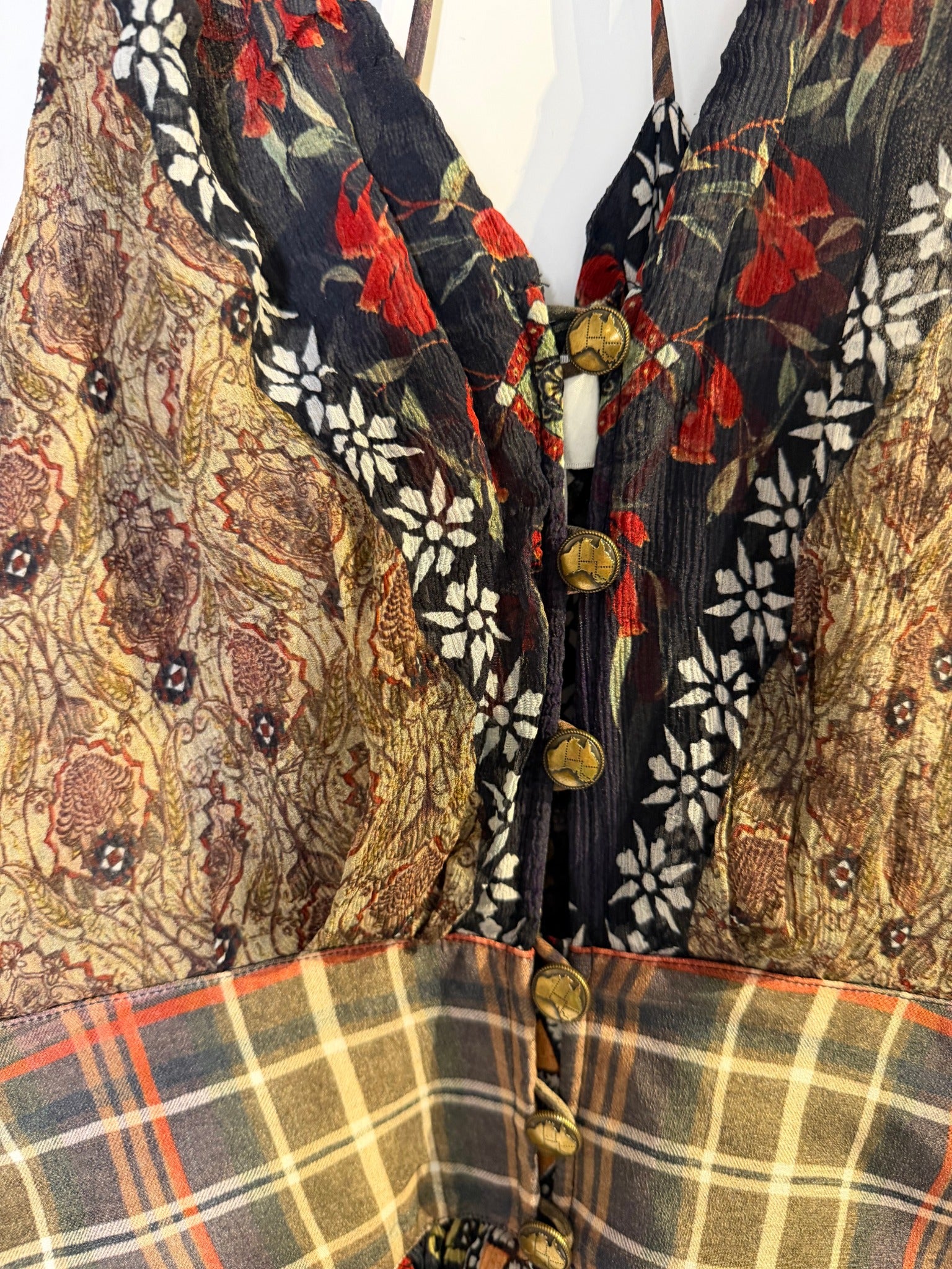 Camilla Silk Patchwork Mini Dress Vibrant Bohemian Print Size XS - Image 3