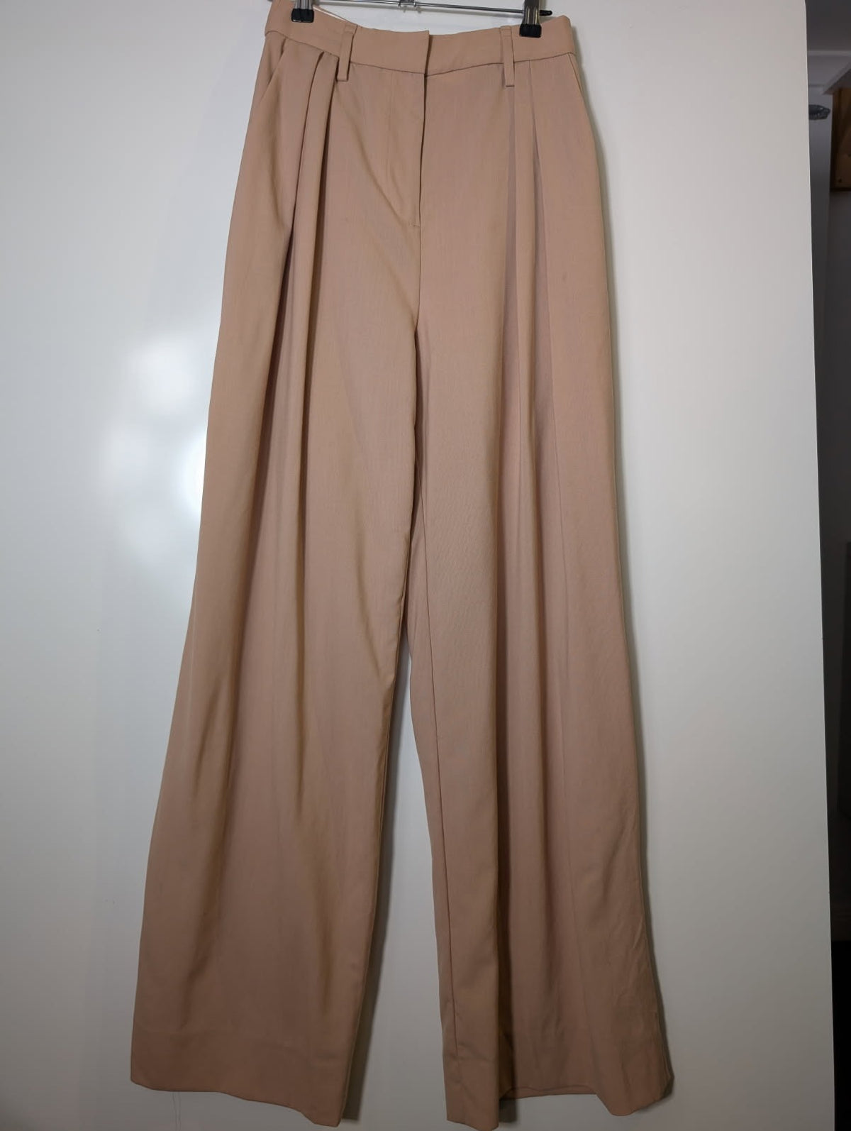Country Road High-Waisted Wide-Leg Trousers Beige Wool Size 6