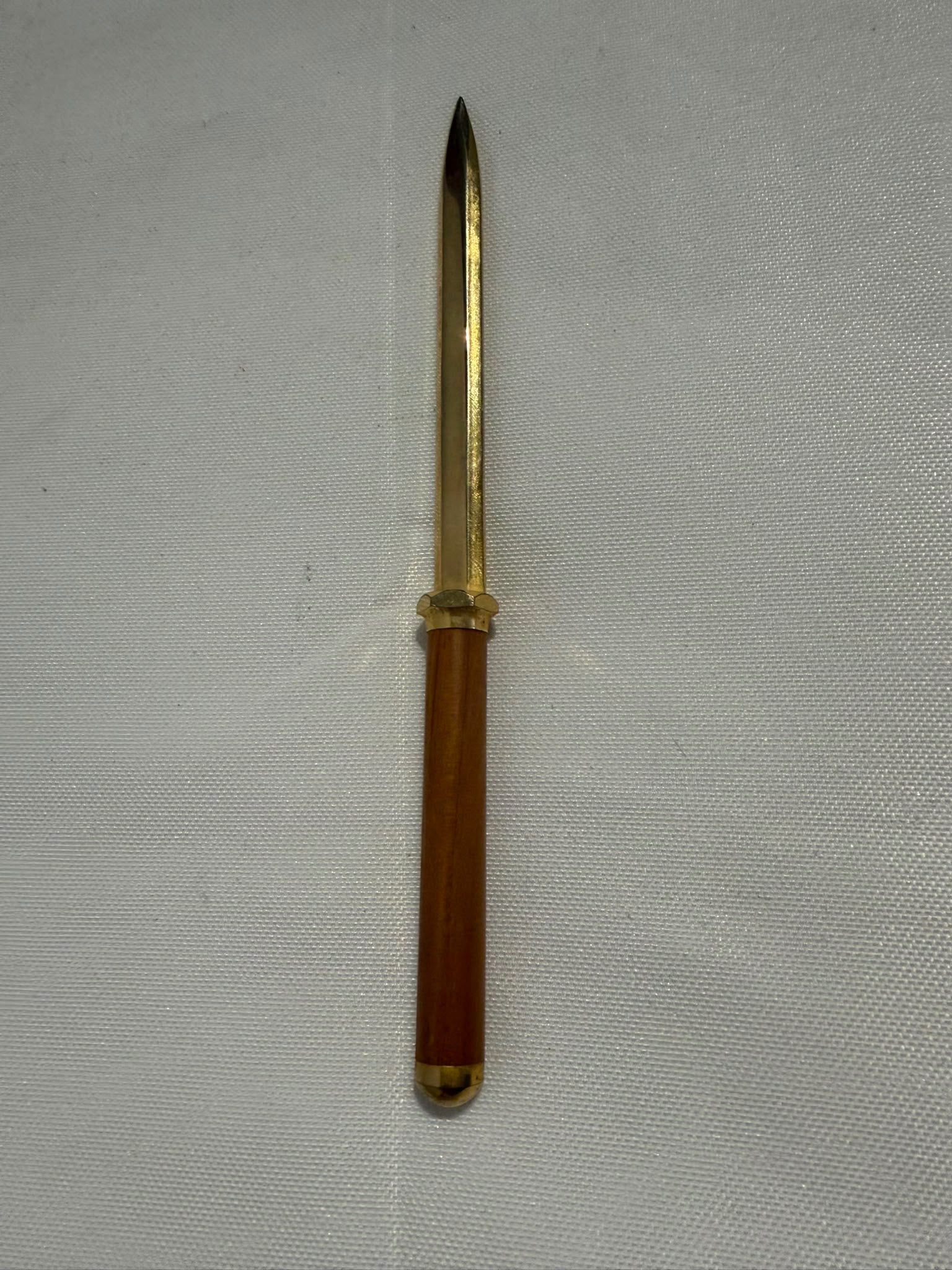 Vintage Brass and Wood Handle Letter Opener Gold and Brown - Image 3