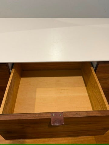 Mid-Century Style Media Console Walnut and White Sideboard 196cm - Image 4