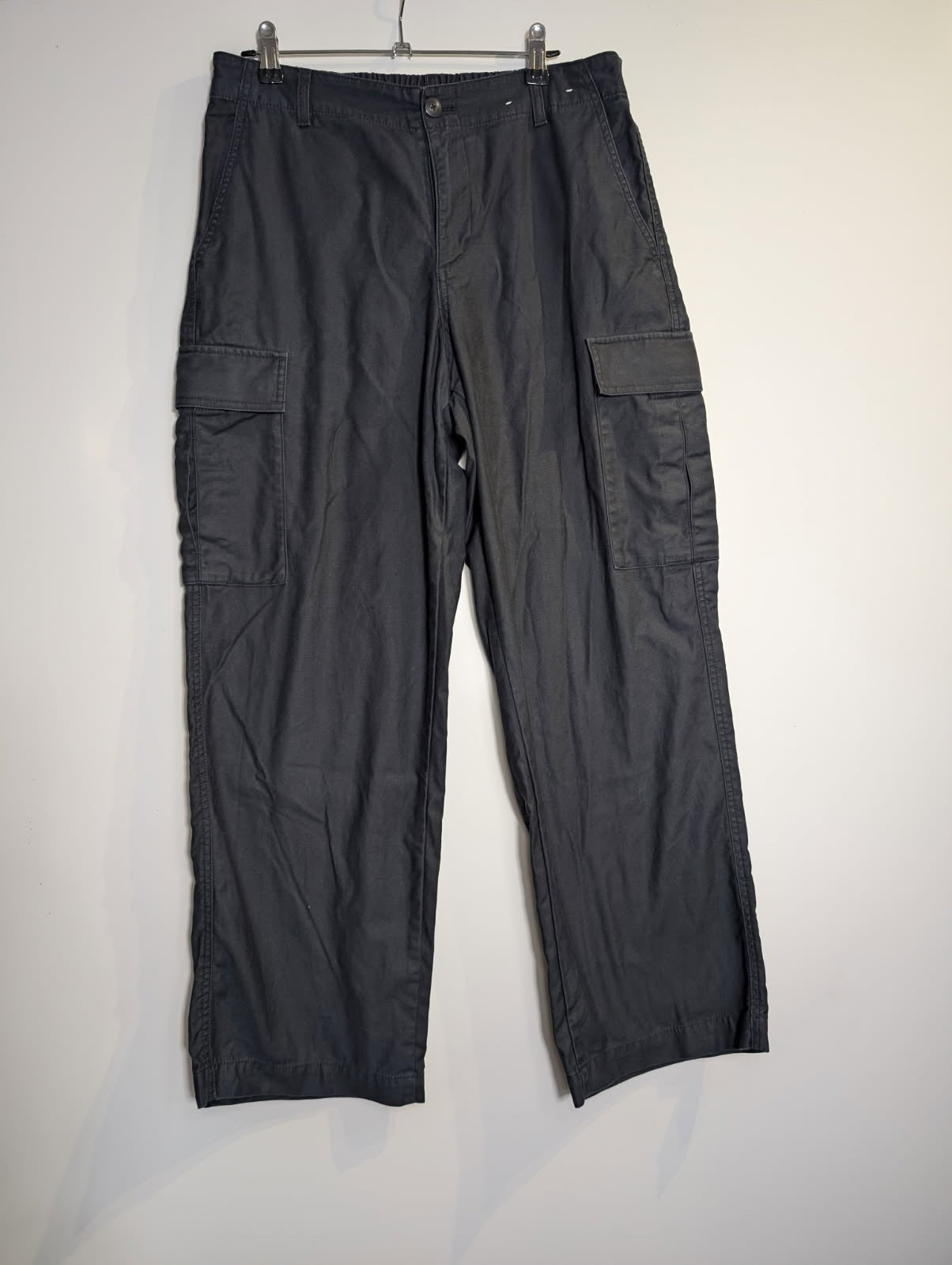 Uniqlo Cargo Pants Black Cotton Utility Trousers Size M - Image 3