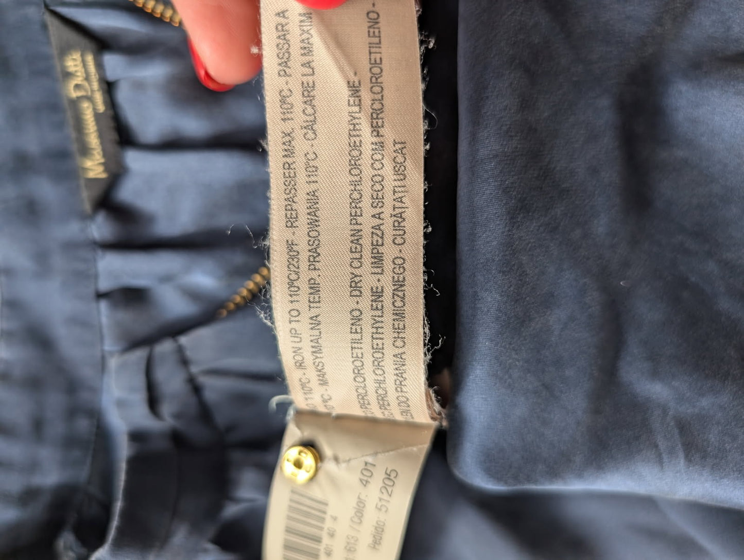 Massimo Dutti 100% Silk Zip-Front Blouse - Navy Blue - Image 4