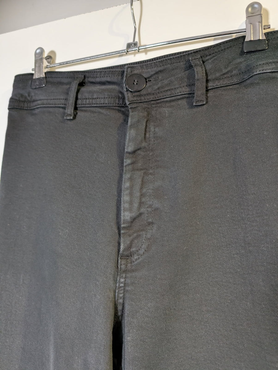 Zara Wide Leg Fray Hem Jeans Black Women's US 8 - Image 3
