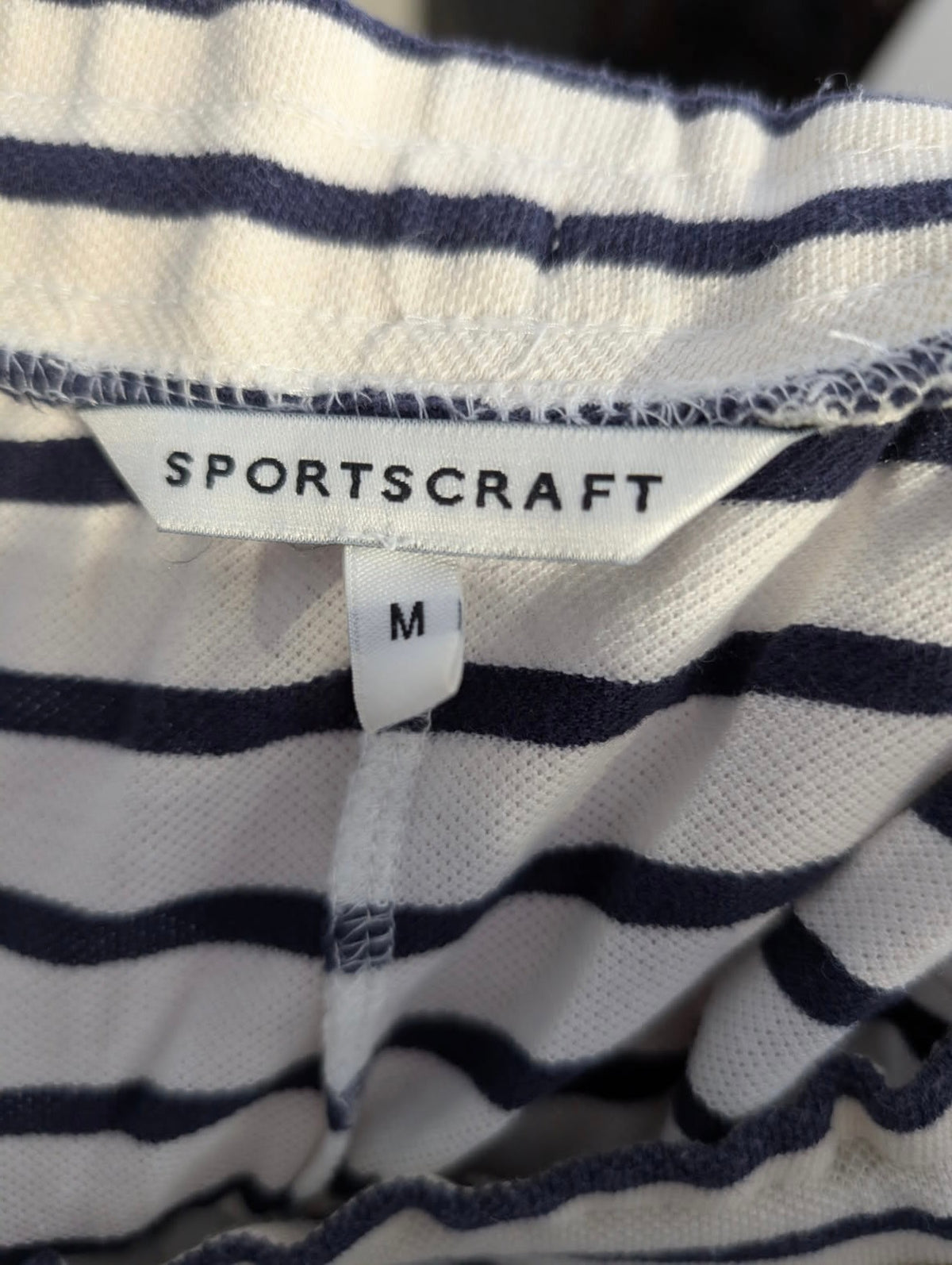Sportscraft Striped Drawstring Knit Shorts Navy/White Size M - Image 4