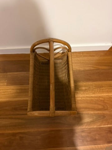 Vintage Rattan Wicker Magazine Rack Heart Design Brown - Image 3