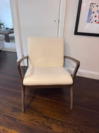 Coco Republic Mid-Century Modern Style Accent Chair - Cream Vegan Leather - Image 4