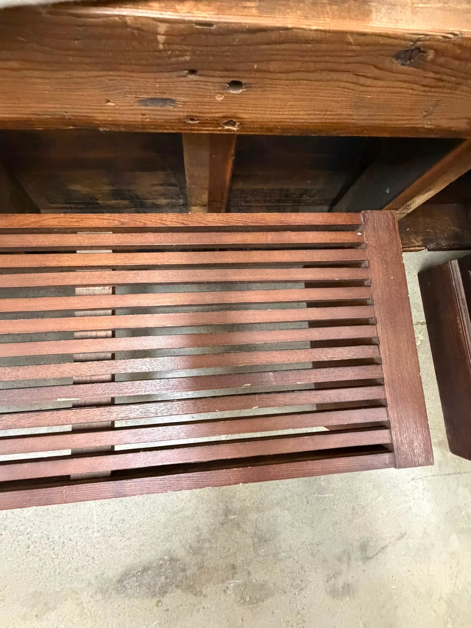 Pair of George Nelson Style Slatted Platform Bench Brown 130cm - Image 3
