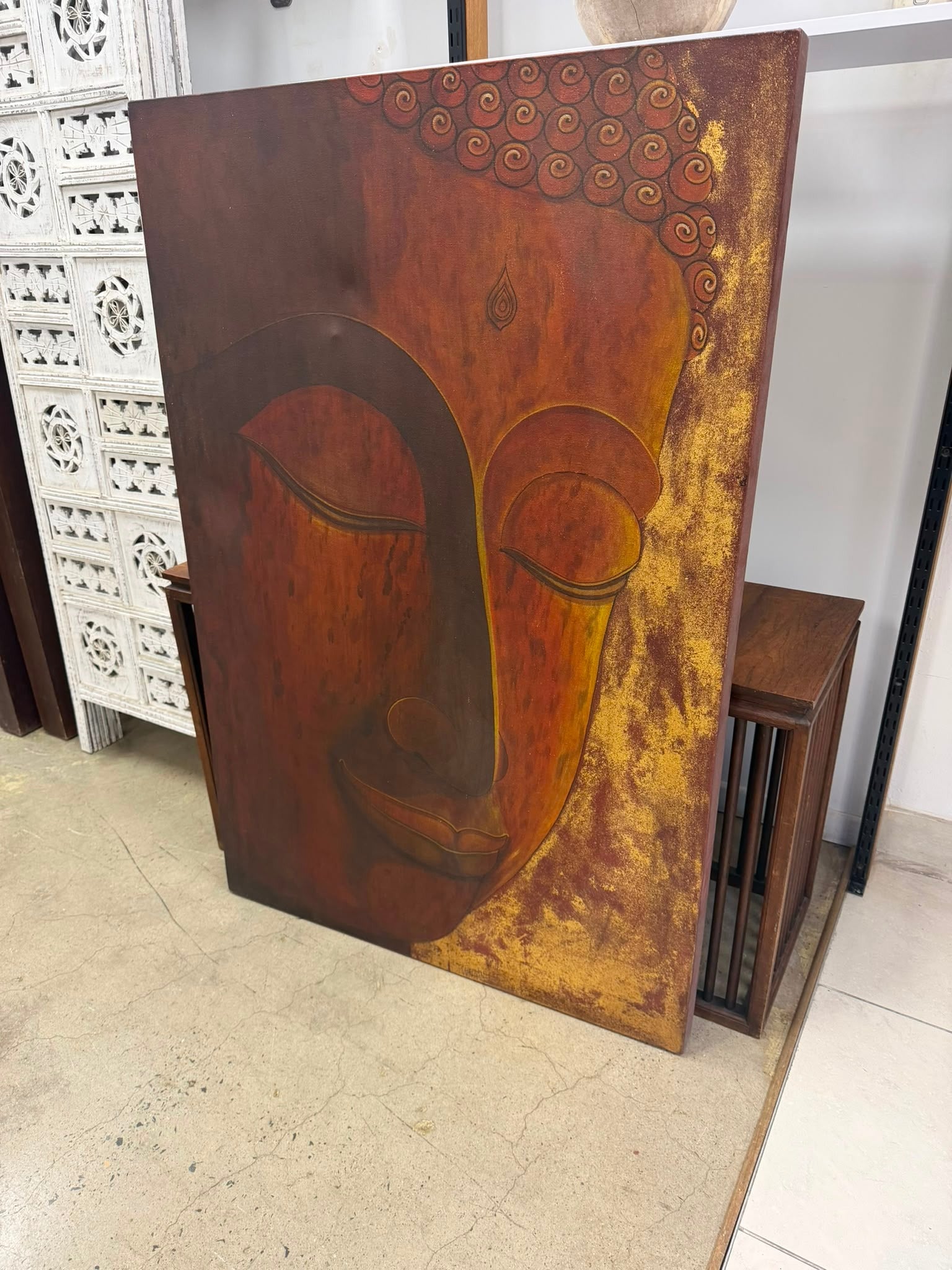 Buddha Face Metal Wall Art Panel Bronze Gold 87 x 132 cm - Image 3