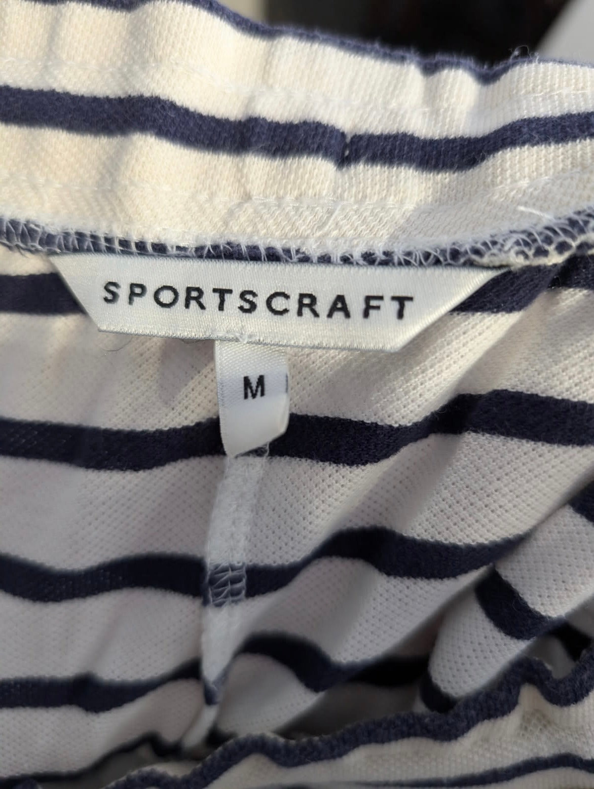 Sportscraft Striped Drawstring Knit Shorts Navy/White Size M - Image 4