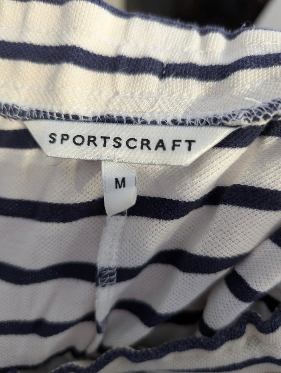 Sportscraft Striped Drawstring Knit Shorts Navy/White Size M - Image 4