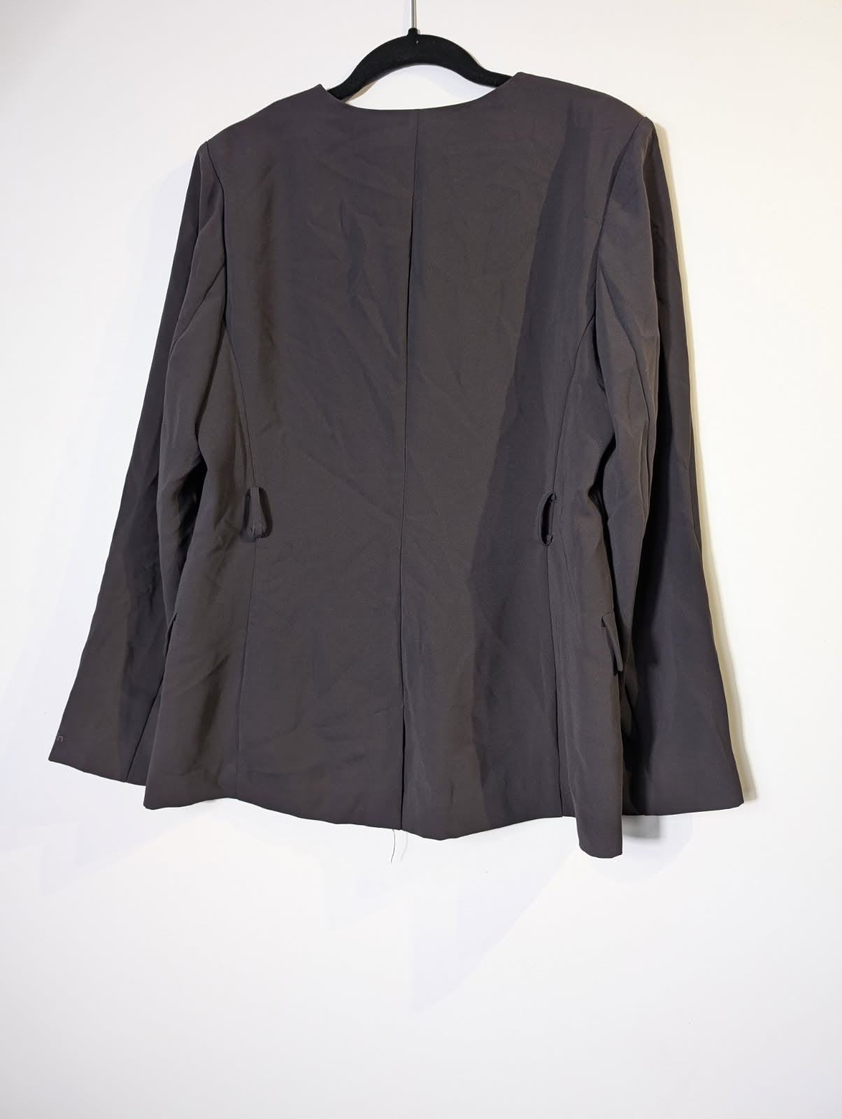Calvin Klein Women's Open Front Belted Blazer Dark Grey Size 38 - Image 3