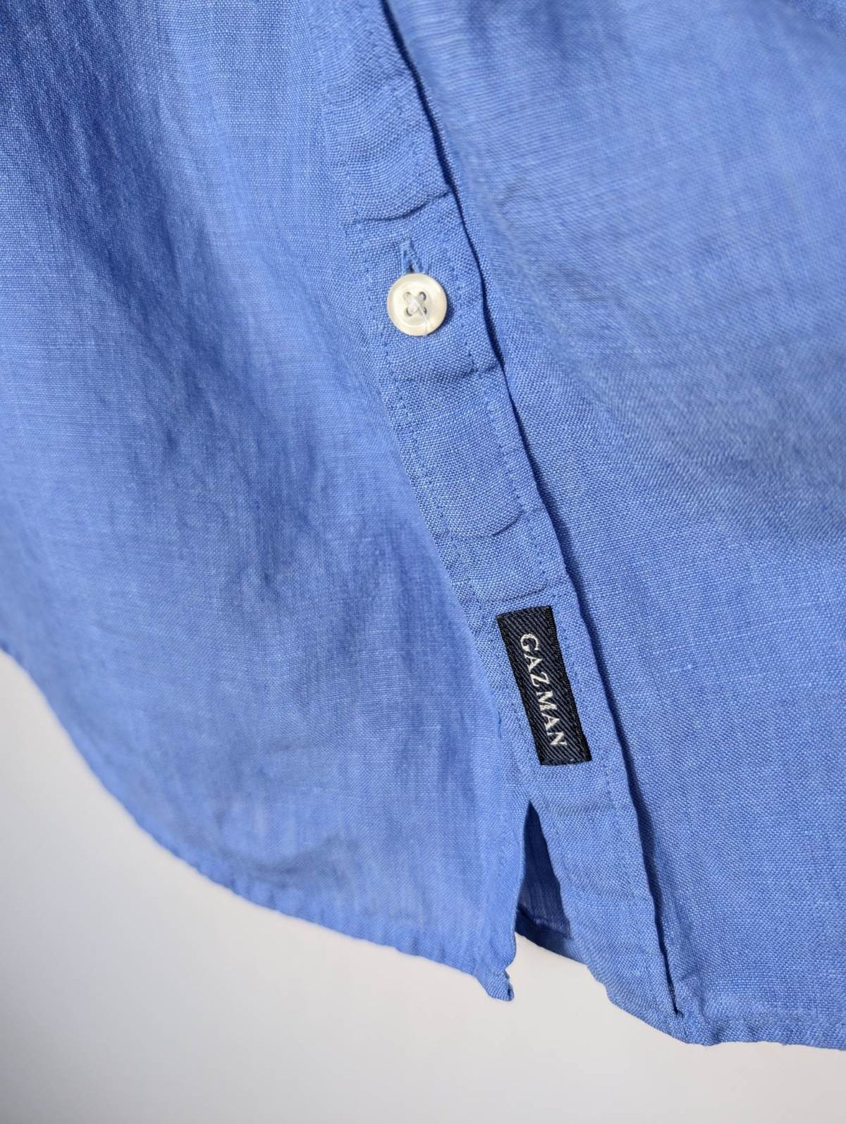 Gazman Men's Long Sleeve Button Down Shirt Blue Linen Medium - Image 3