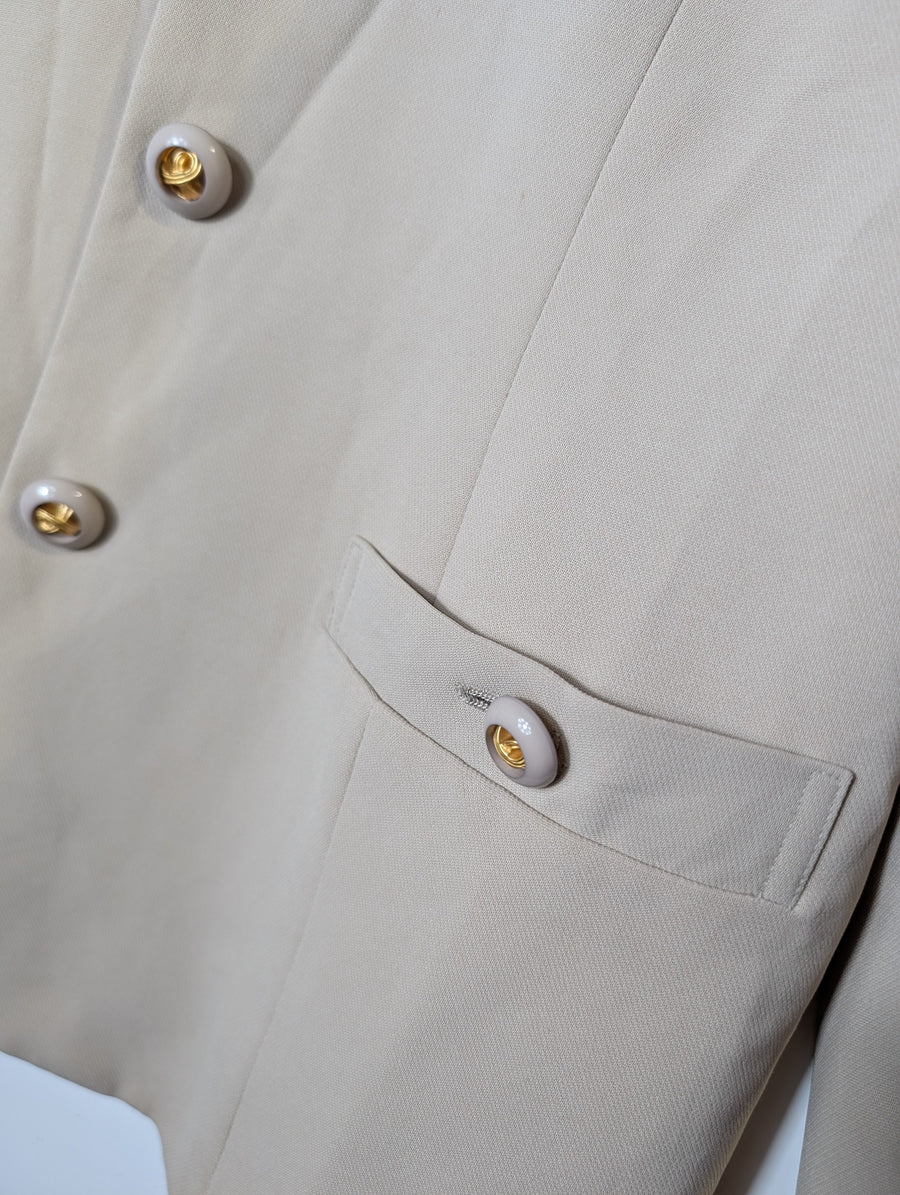 Loverich Collarless Blazer Beige Gold Button Detail Size 11 - Image 3