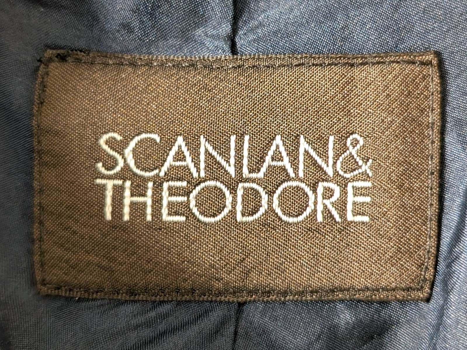 Scanlan & Theodore Navy Blue Double Breasted Satin Coat - Women's Size 8 - Image 3