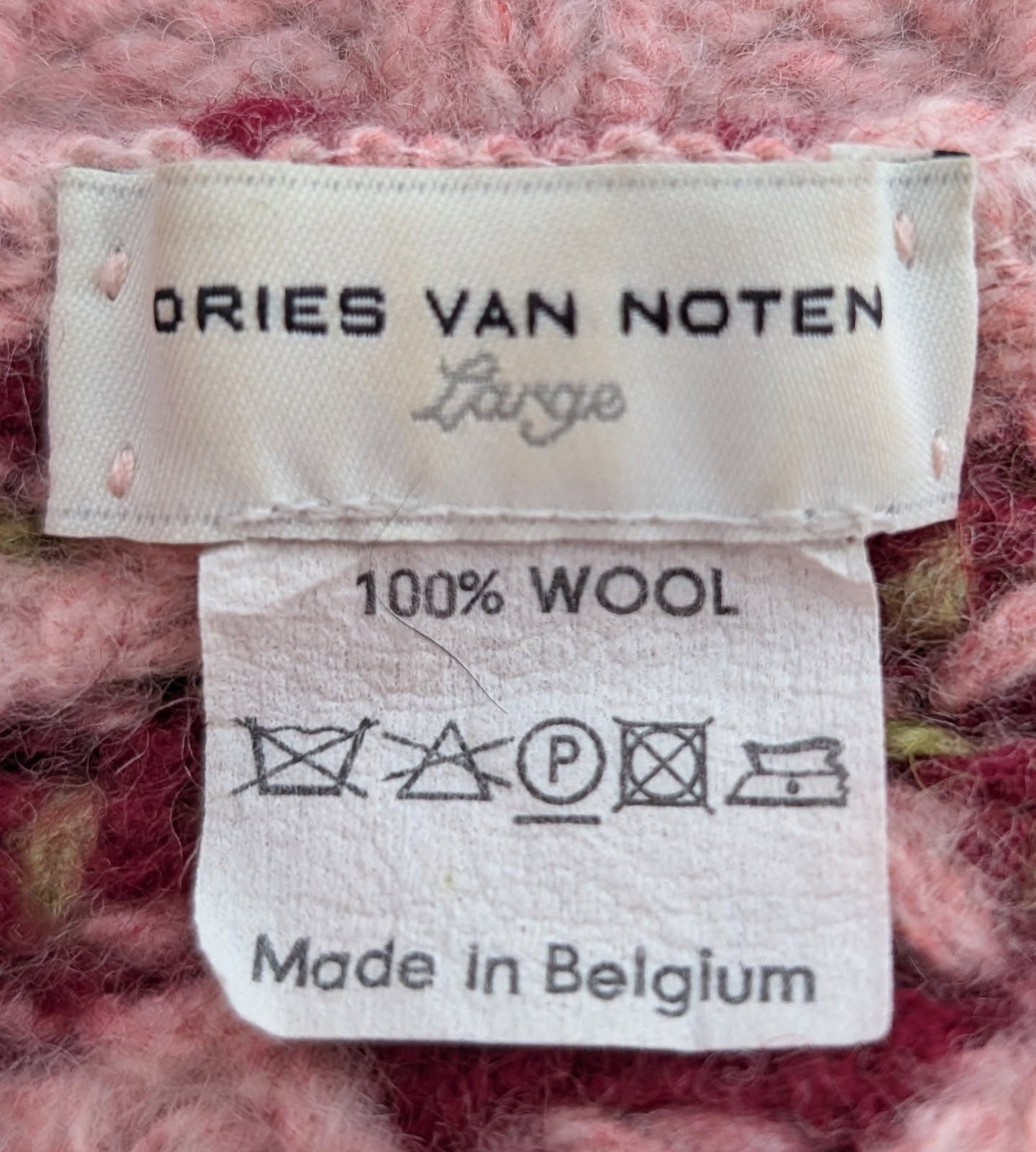 Dries Van Noten Geometric Pattern Wool Turtleneck Sweater - Large - Image 3