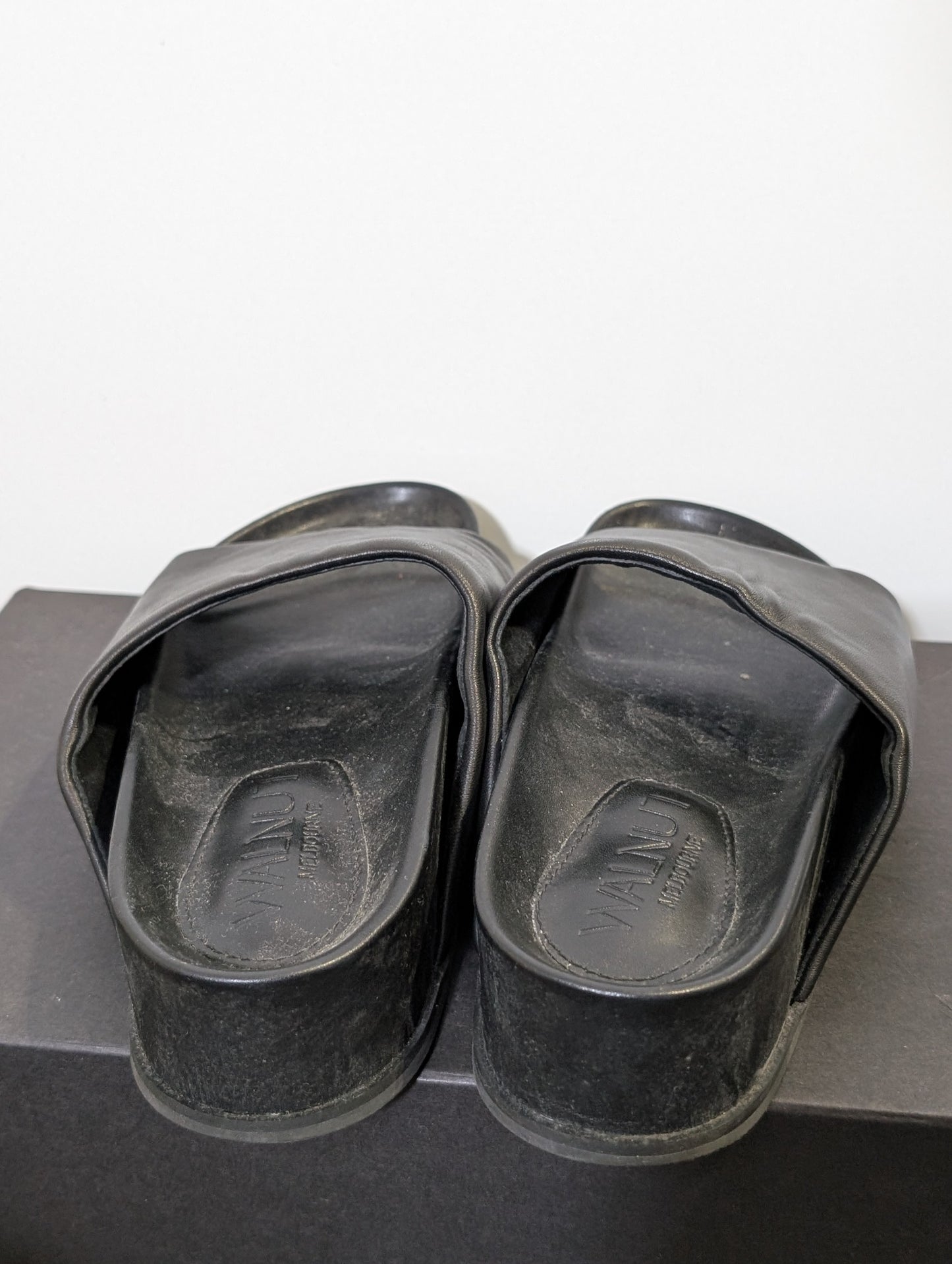 Walnut Melbourne Platform Slide Sandals Black Leather Women's EU 37 - Image 3